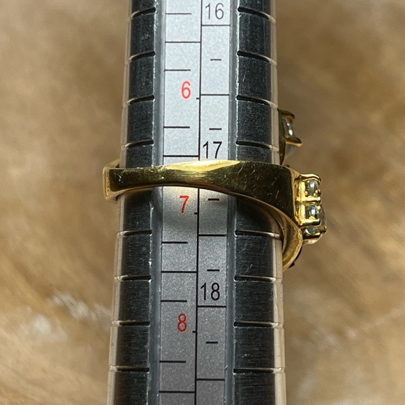 Gemstone Bypass Gold Vermeil Over Sterling Silver Ring - Picture 13 of 13